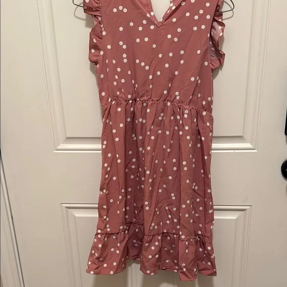 PatPat Ruffled Pink Dress with White Dots - Picture 4 of 4